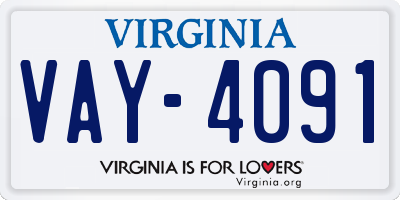 VA license plate VAY4091