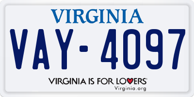 VA license plate VAY4097
