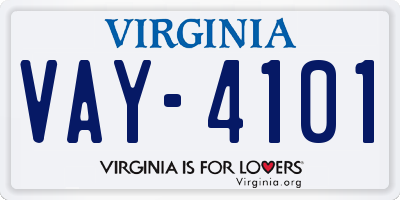 VA license plate VAY4101
