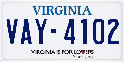 VA license plate VAY4102