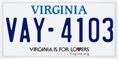 VA license plate VAY4103