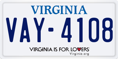 VA license plate VAY4108