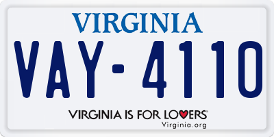 VA license plate VAY4110