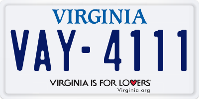 VA license plate VAY4111