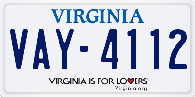 VA license plate VAY4112