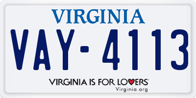 VA license plate VAY4113