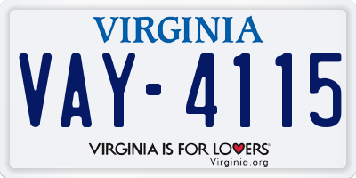 VA license plate VAY4115