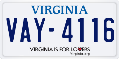VA license plate VAY4116