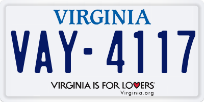 VA license plate VAY4117
