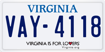 VA license plate VAY4118