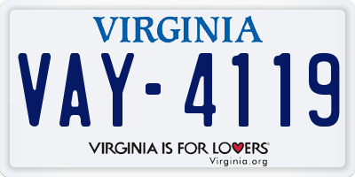 VA license plate VAY4119