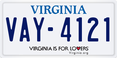 VA license plate VAY4121
