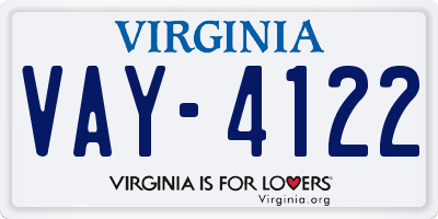 VA license plate VAY4122