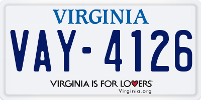 VA license plate VAY4126