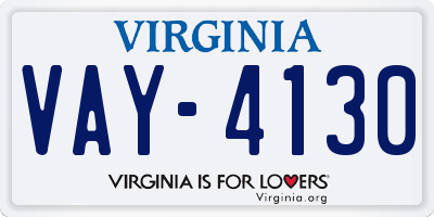 VA license plate VAY4130