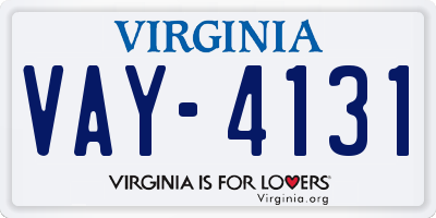 VA license plate VAY4131