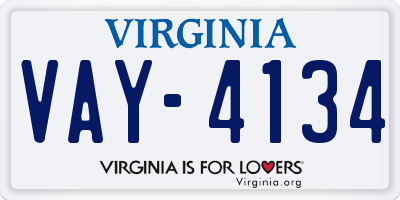 VA license plate VAY4134