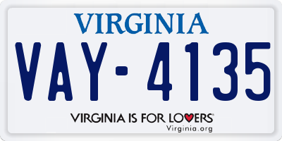 VA license plate VAY4135
