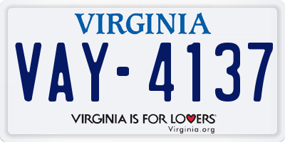 VA license plate VAY4137