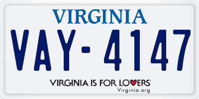 VA license plate VAY4147
