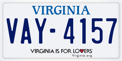 VA license plate VAY4157