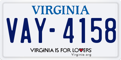 VA license plate VAY4158