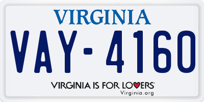 VA license plate VAY4160