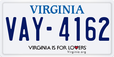 VA license plate VAY4162