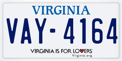 VA license plate VAY4164
