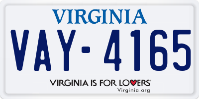 VA license plate VAY4165