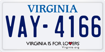 VA license plate VAY4166
