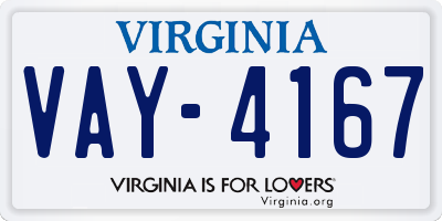 VA license plate VAY4167