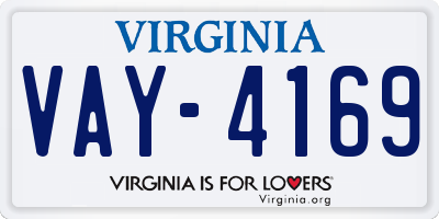 VA license plate VAY4169