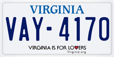 VA license plate VAY4170