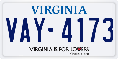 VA license plate VAY4173