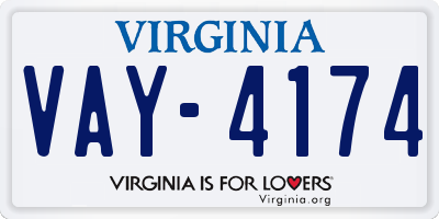 VA license plate VAY4174