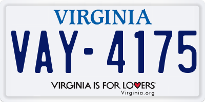 VA license plate VAY4175