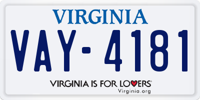 VA license plate VAY4181