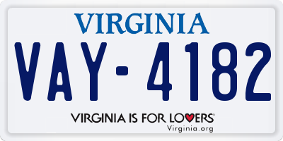 VA license plate VAY4182