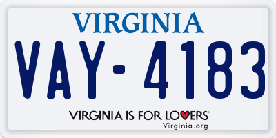 VA license plate VAY4183