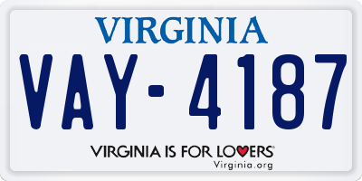 VA license plate VAY4187