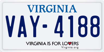 VA license plate VAY4188
