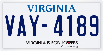 VA license plate VAY4189
