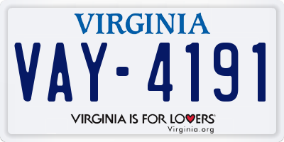 VA license plate VAY4191