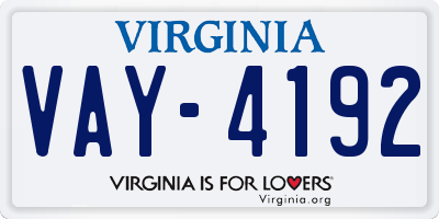 VA license plate VAY4192