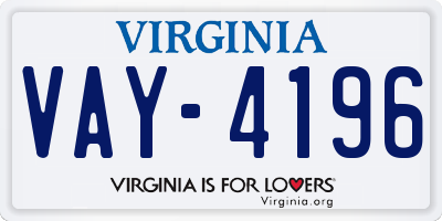 VA license plate VAY4196
