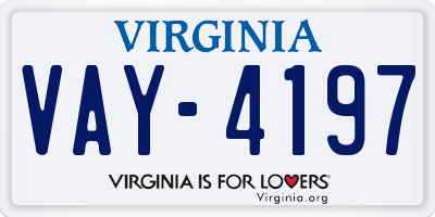 VA license plate VAY4197