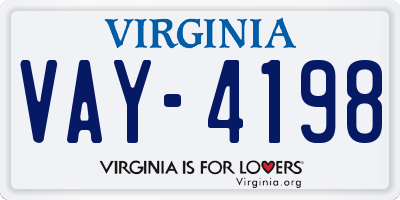 VA license plate VAY4198
