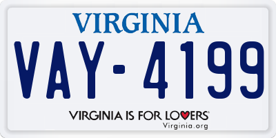VA license plate VAY4199