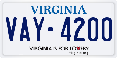 VA license plate VAY4200